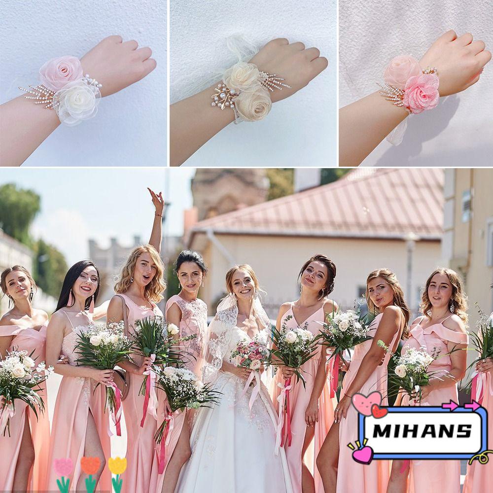 Vòng Đeo Tay Cô Dâu Đính Hoa Thời TrangHoa Vải Satin Trang Trí Xinh Xắn