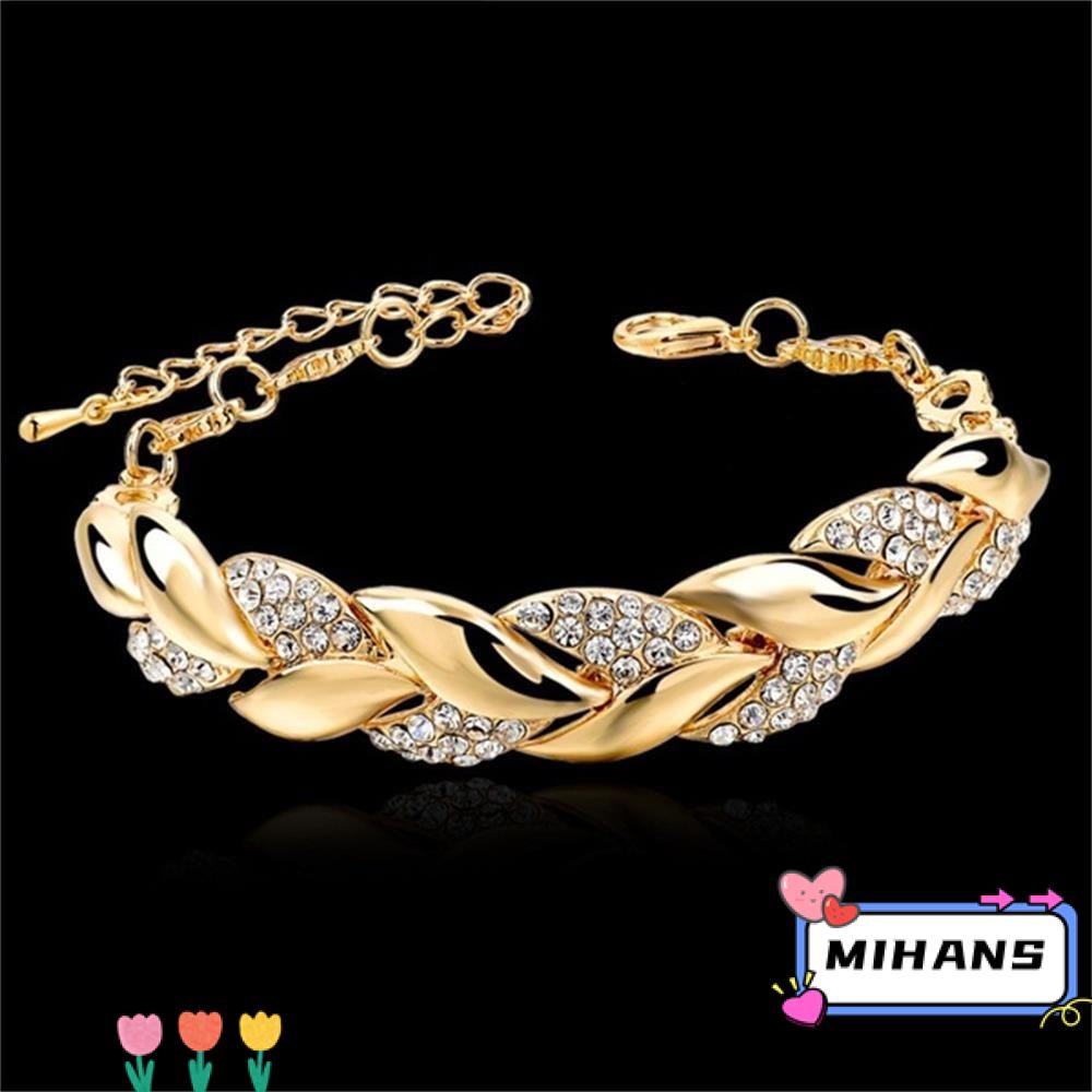 Vòng Đeo Tay Kỷ Niệm 18K Hình Lá Bện|Phụ Kiện Trang Sức Đám Cưới Xinh Xắn Chất Lượng