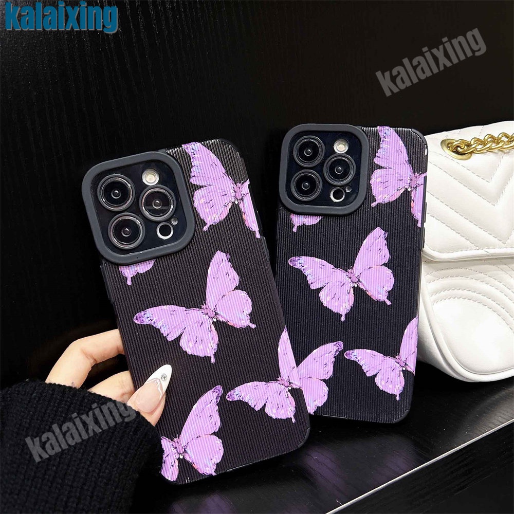 Ốp Điện Thoại Dẻo Viền Đen Họa Tiết Bươm Bướm Cho iPhone 11 12 13 14 Pro Max 14 Plus Xs Max X XR 7 8 Plus