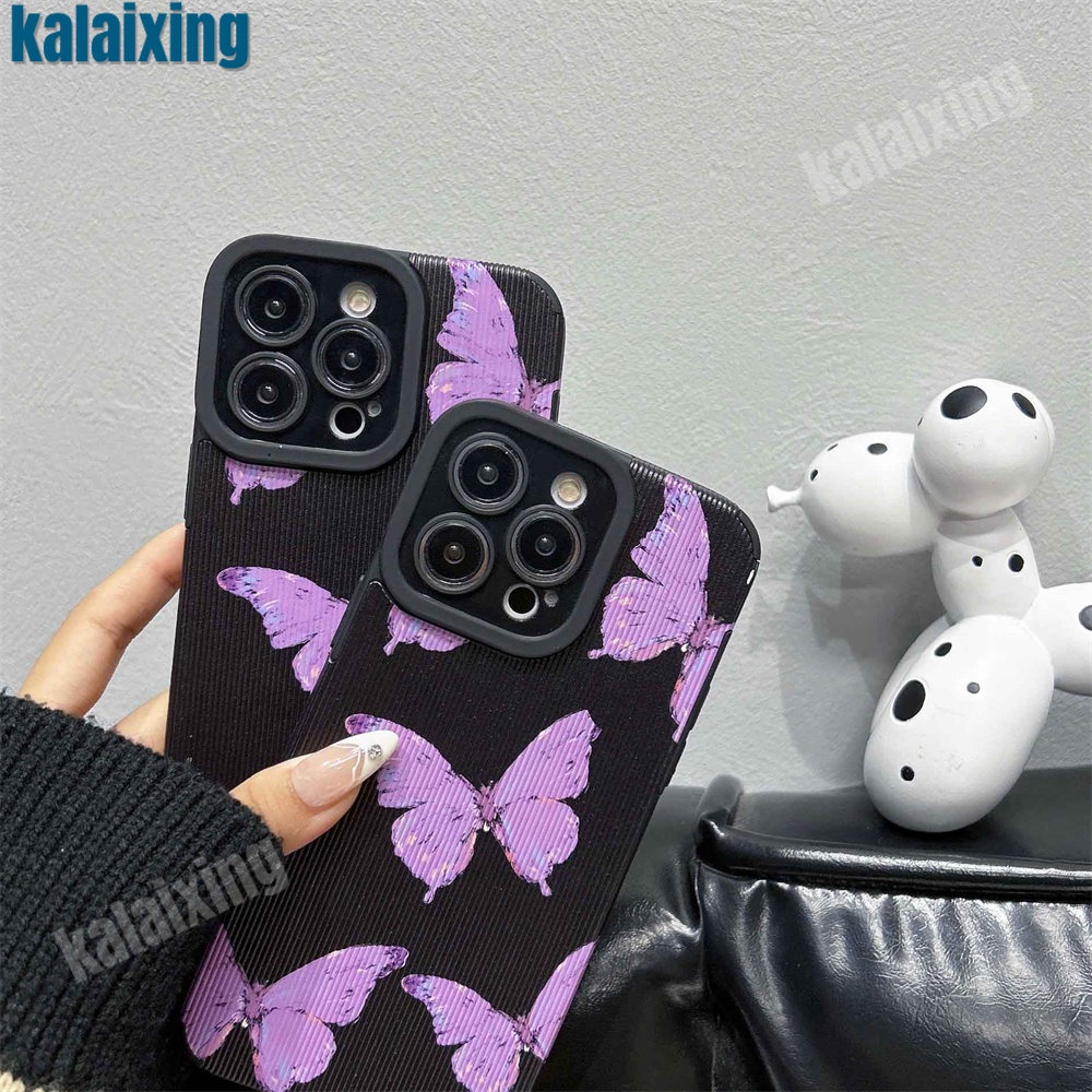 Ốp Điện Thoại Dẻo Viền Đen Họa Tiết Bươm Bướm Cho iPhone 11 12 13 14 Pro Max 14 Plus Xs Max X XR 7 8 Plus