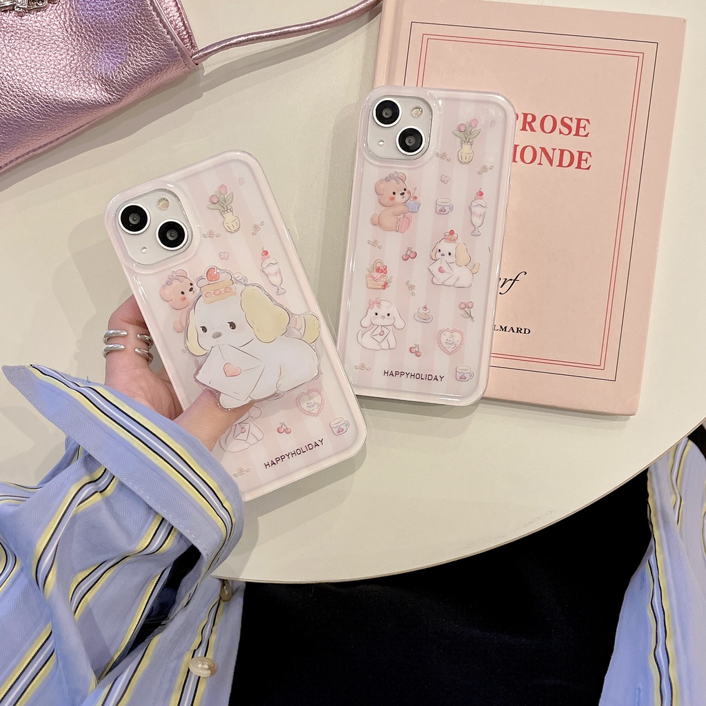 Ốp Điện Thoại Silicon tpu Mềm Trong Suốt Họa Tiết Thỏ Hoạt Hình Dễ Thương Cho iPhone 14 13 12 11 PRO MAX Đứng