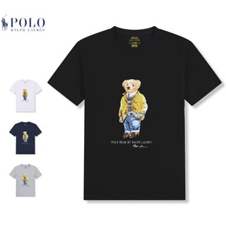 POLO Ralph Lauren Nam Polo Ngắn Tay Cổ Tròn In Hình Gấu Màu Vàng Chất Liệu Cotton Cao Cấp