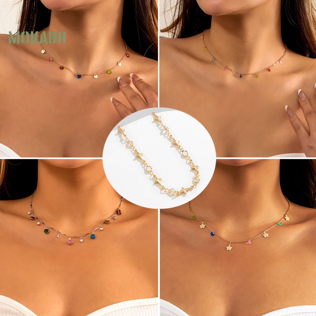 [Mok Abh] Vòng cổ Họa Tiết Hình Học Có Tua Rua Theo Phong Cách Bohemian