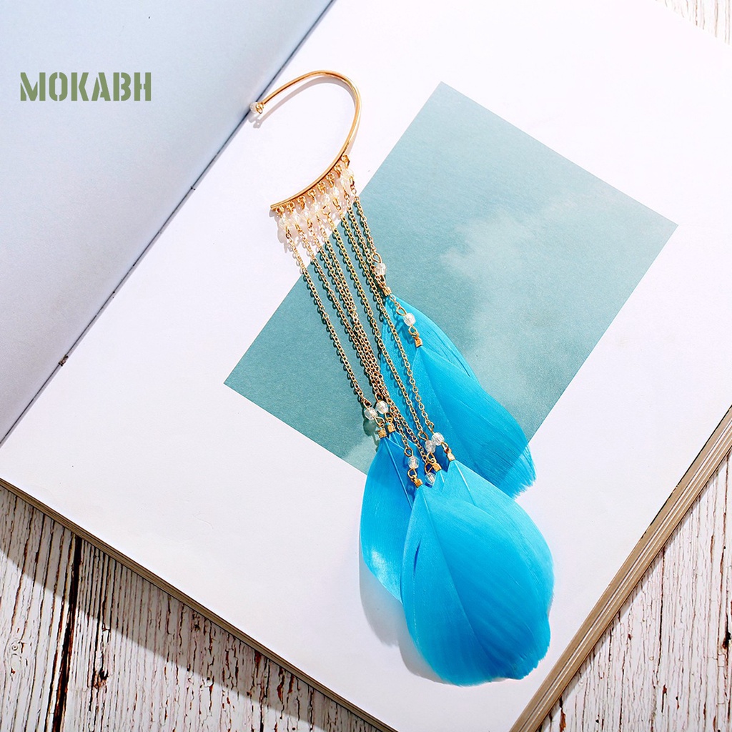 1 Cặp Bông Tai Lông Vũ Tua Rua Dáng Dài Phong Cách Bohemian