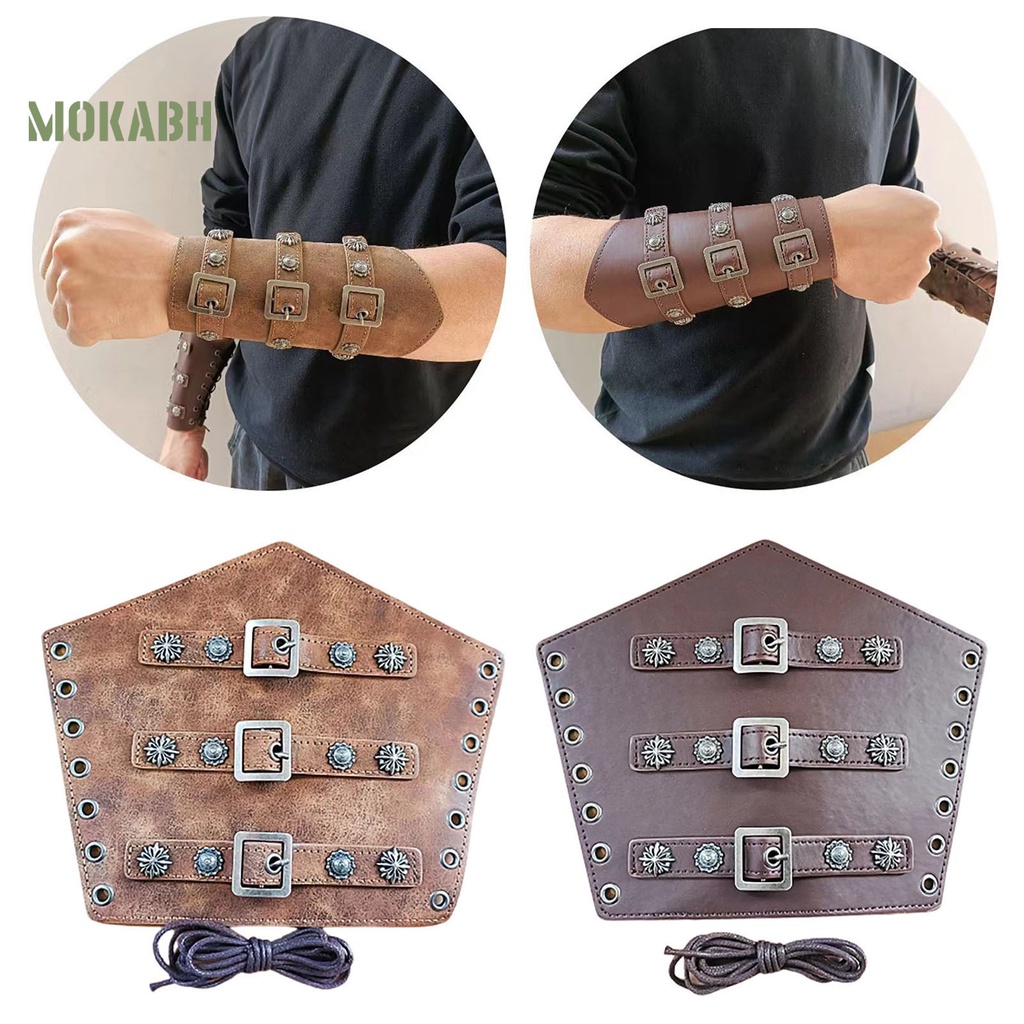 Vòng Tay Giả Da Bản Rộng Dùng Hóa Trang Lễ Hội Bảo Vệ Tay Có Thể Điều Chỉnh Cho Nam Nữ