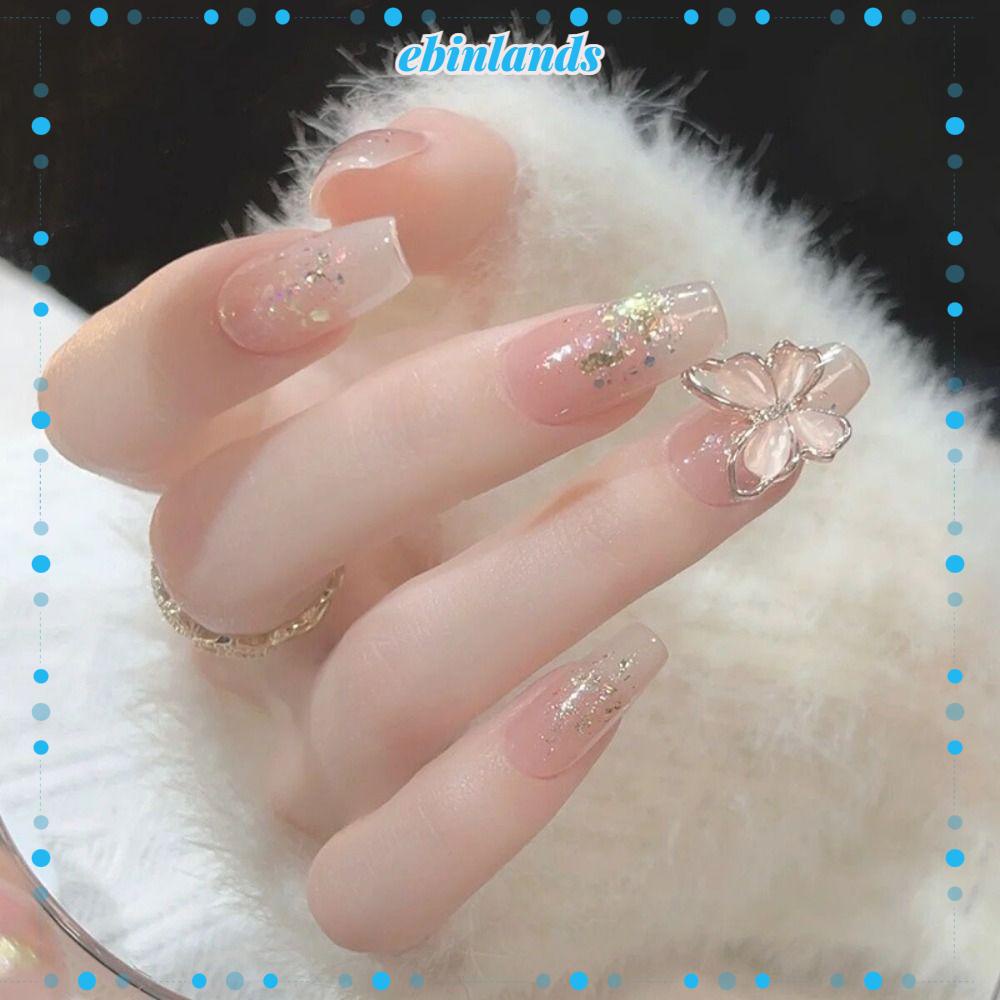 Set 24 Móng Tay Giả DIY Hình Bướm|Tấm Phủ Toàn Diện Dành Cho Vũ Công Ba Lê