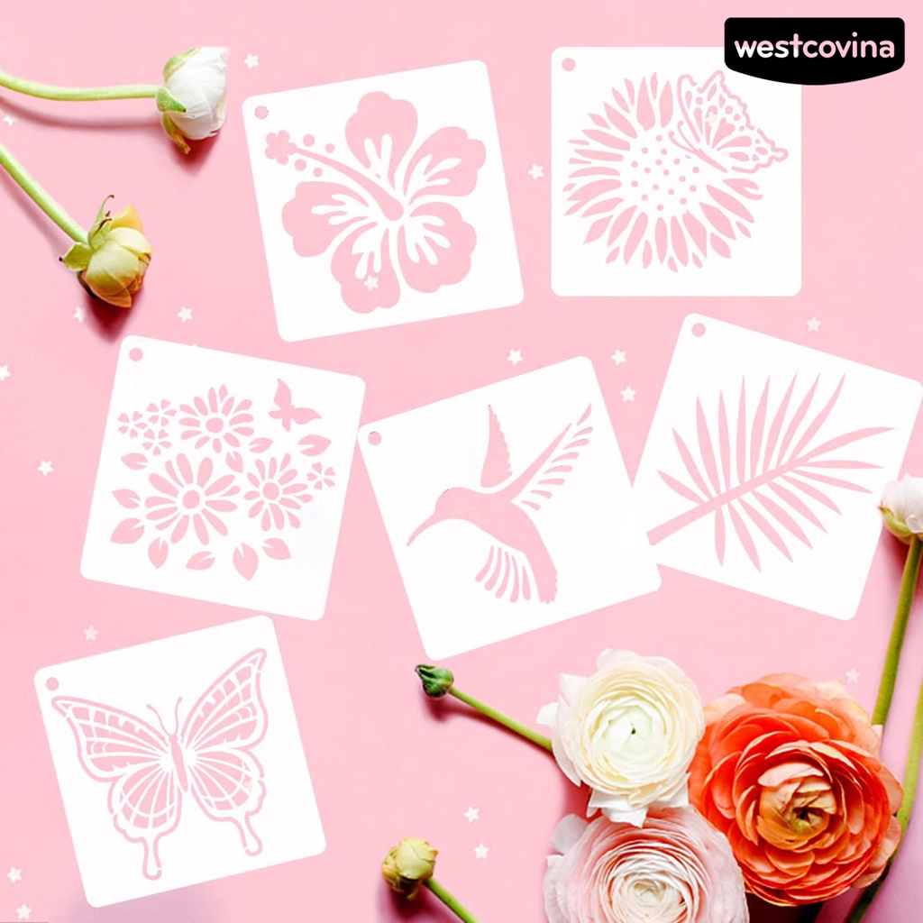 [WSTN] [WSTN]✎Bộ 60 Khuôn Vẽ Tranh Hình Hoa Lá Thú Cưng Khoét Rỗng Tái Sử Dụng Được