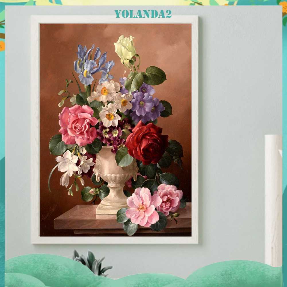 Tranh Đính Đá Kim Cương Toàn Bộ 5D DIY Hình Vẽ Hoa Trang Trí Nhà Cửa