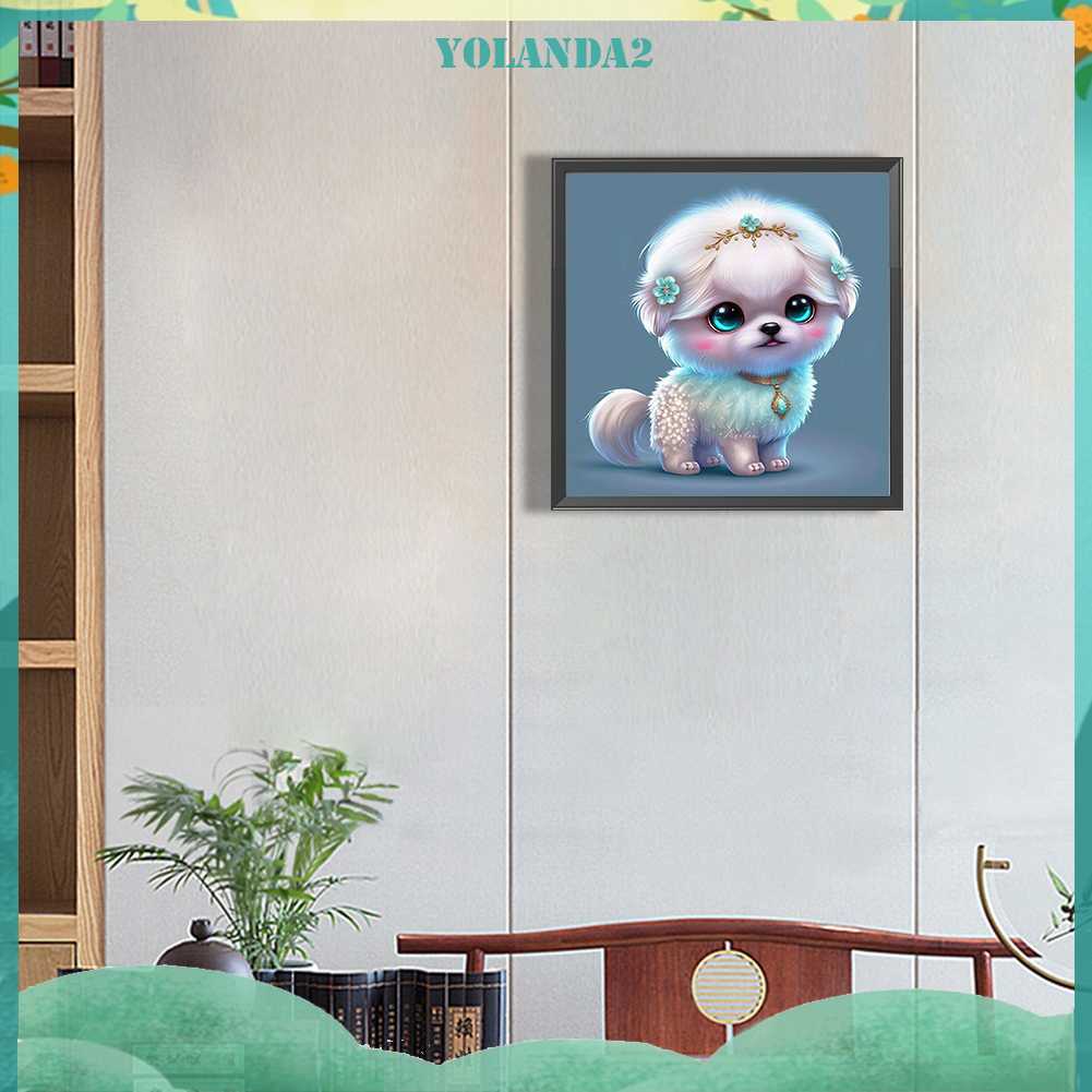 Tranh Đính Đá Kim Cương Toàn Bộ 5D DIY Hình Vẽ Chó Trang Trí Nhà Cửa