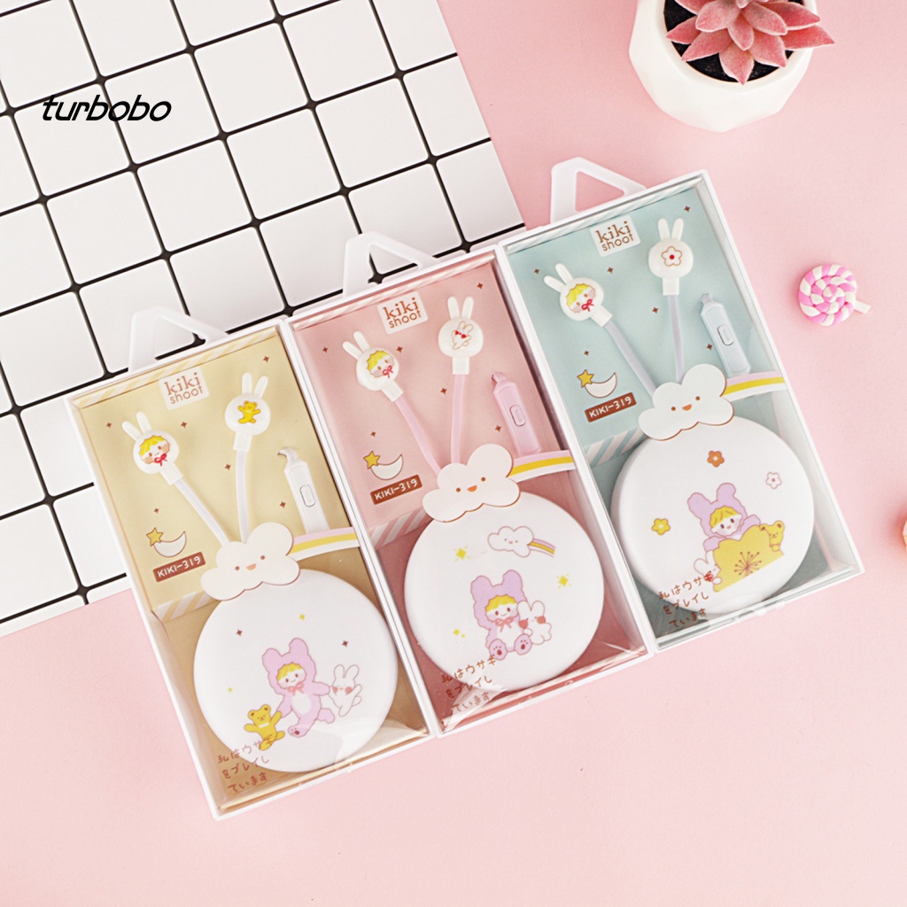 Tai Nghe Có Dây HD-compatible Calling Kèm Hộp Đựng Hình Thỏ Hoạt Hình 3.5mm