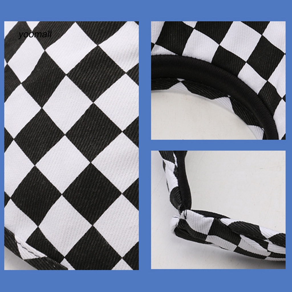 Mũ Rộng Vành Chống Nắng Tia UV Hở Chóp Màu Sắc Tương Phản In Họa Tiết Kẻ Ô Cho Nữ