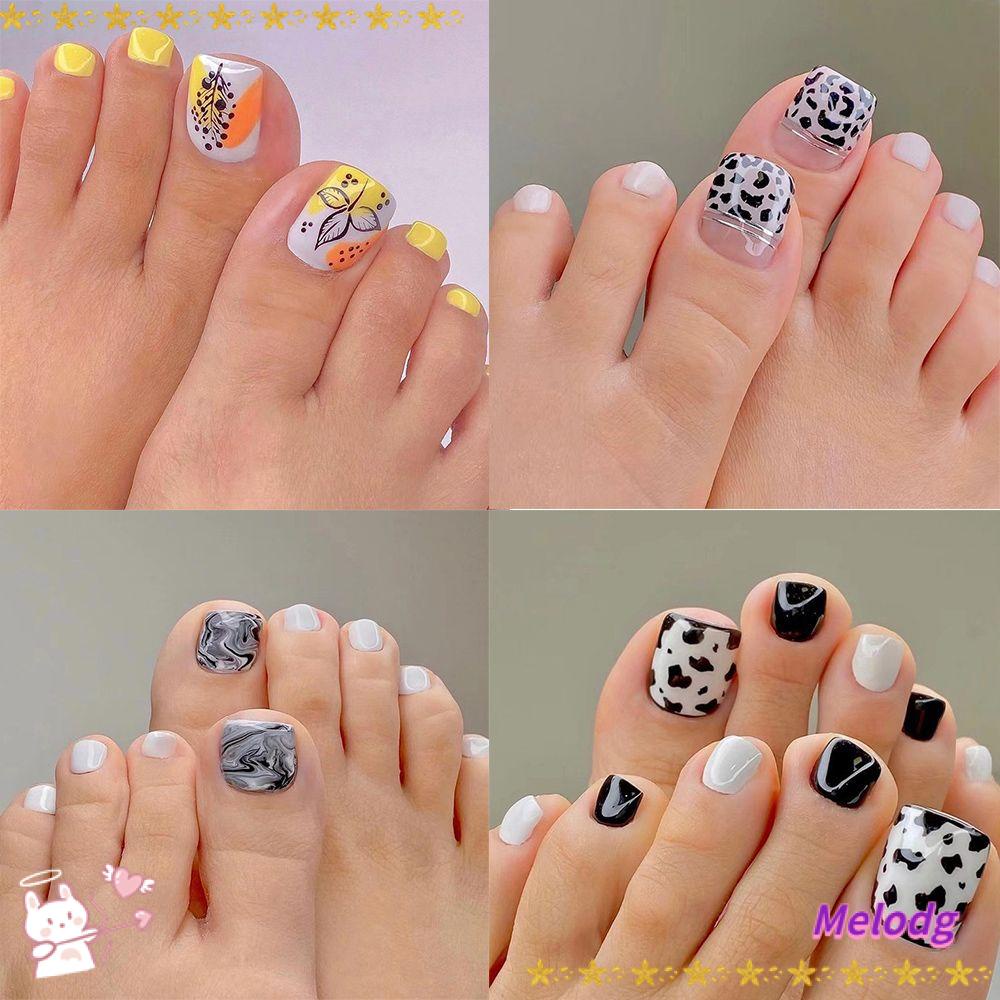 Hộp 24 Móng Chân Giả Đầu Vuông Thời Trang Cho Nữ