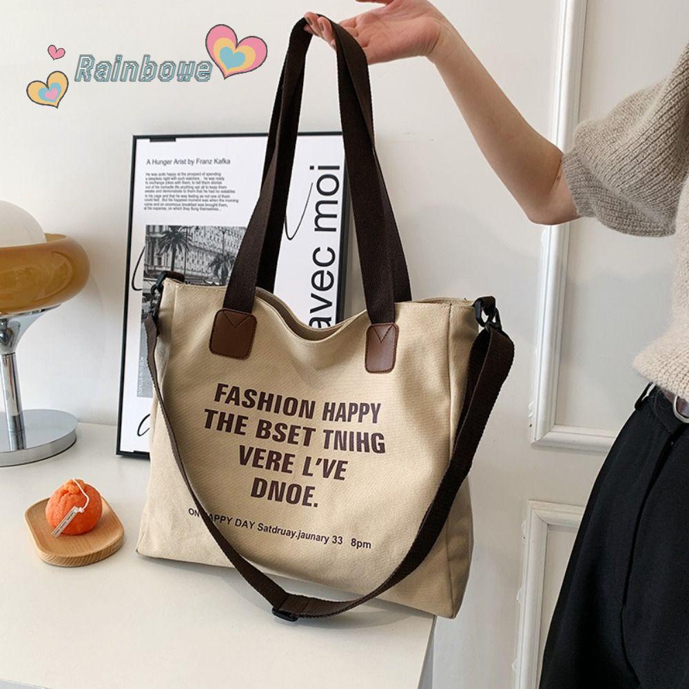 Túi Xách Cầu Vồng Sức Chứa Lớn Thiết Kế Chữ Cái Mới