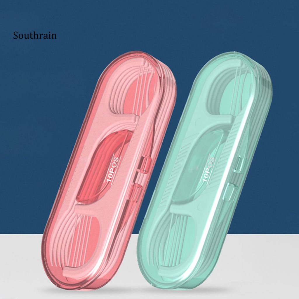 Hộp 10 Cuộn Chỉ Nha Khoa Làm Sạch Sâu Chống Trượt Dùng Một Lần Kèm Hộp Đựng