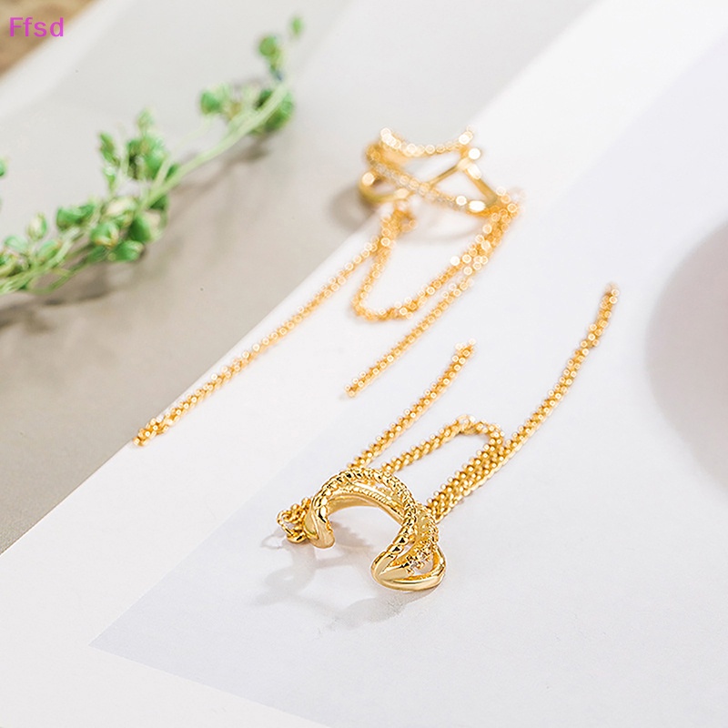 {Ffsd} Khuyên Tai Dạng Kẹp Đính Đá Zircon Nhiều Lớp Dạng Xỏ Không Cần Xỏ Lỗ Đơn Giản Sáng Bóng Cho Nữ * Bán Chạy