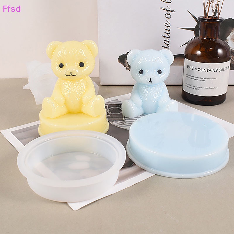 Khuôn Silicone Làm Đá / Xà Phòng Hình Gấu Cười 3D Diy