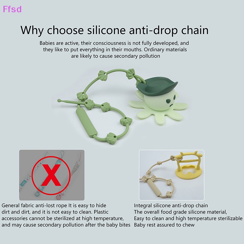 {Ffsd} Đồ Chơi Dây Xích Núm Vú Giả Bằng Silicon Chống Thất Lạc Cho Bé * Bán Chạy