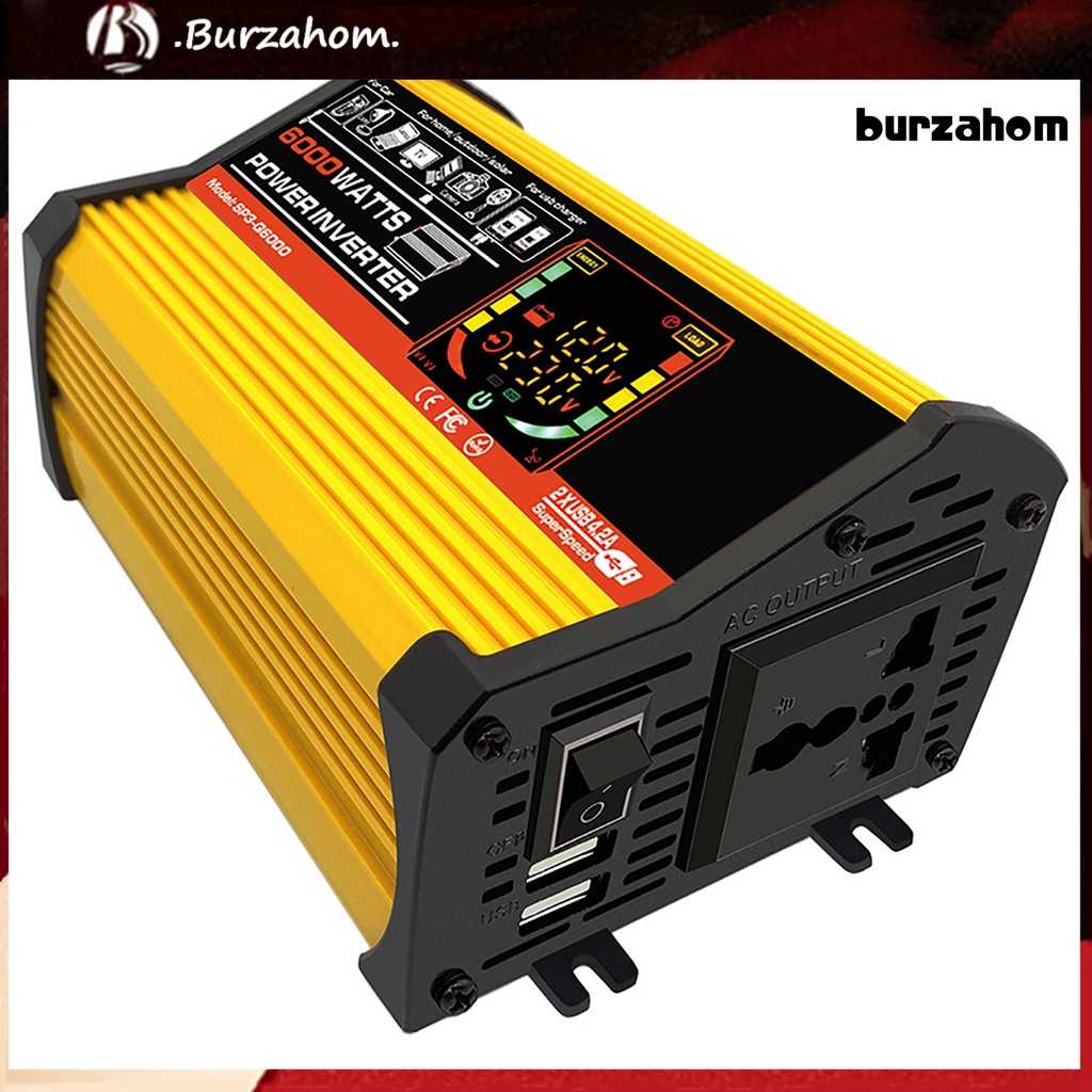 Thiết Bị Chuyển Đổi Nguồn Điện 6000W DC12V Sang AC220V / 110V Với Màn Hình LCD Thông Minh Cho Xe Hơi