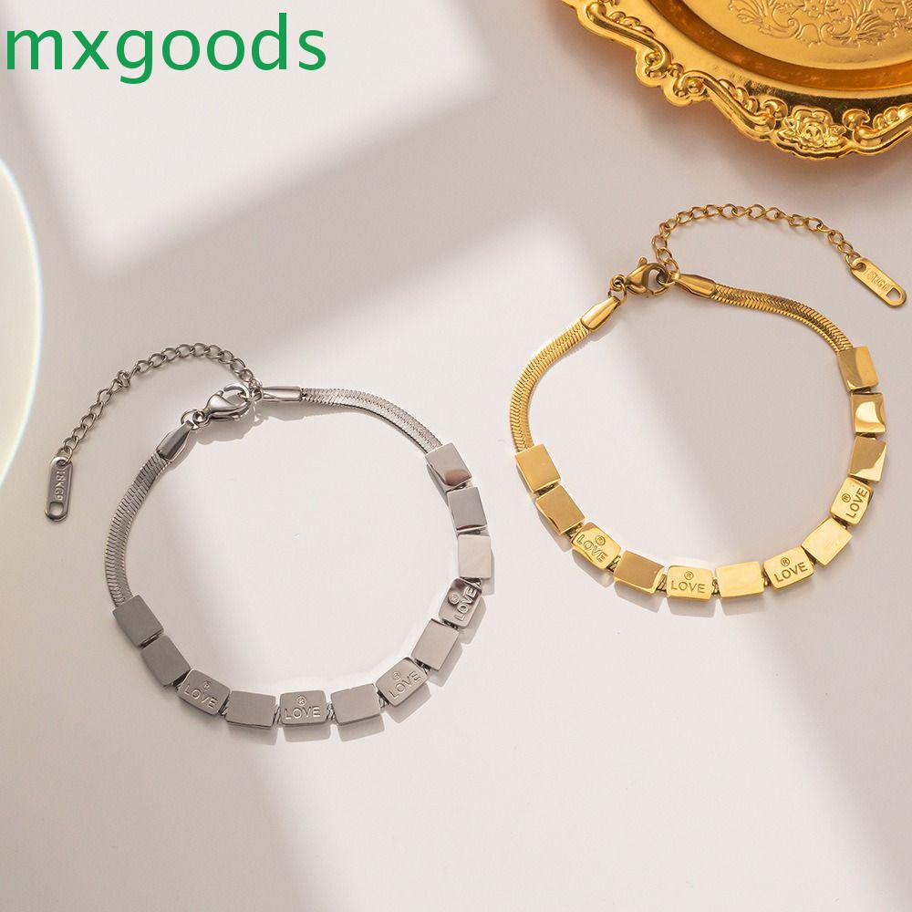 Vòng Đeo Tay Bằng Thép Titan Điều Chỉnh Được Hình Khối Lập Phương Phong Cách Hàn Quốc Dành Cho Cặp Đôi