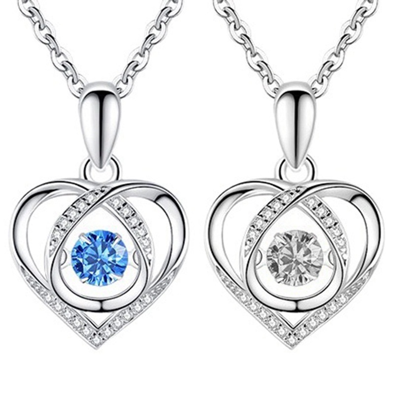 Ygt Vòng cổ Bằng Thép Không Gỉ Mặt Hình Trái Tim Đính Đá Pha Lê Màu Xanh Dương Sang Trọng Thời Trang Cho Nữ