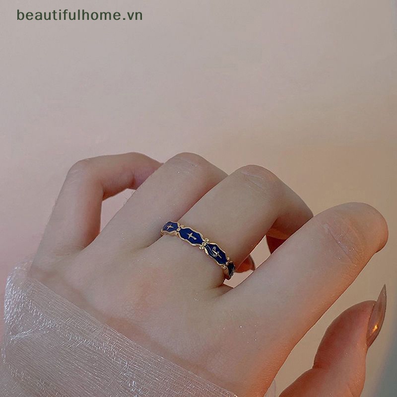 [beautifulhome] Nhẫn Hở Tráng Men Màu Sắc Giọt Nước Tinh Tế Phong Cách Ins Tinh Tế Phù Hợp Với Đôi [beauty]