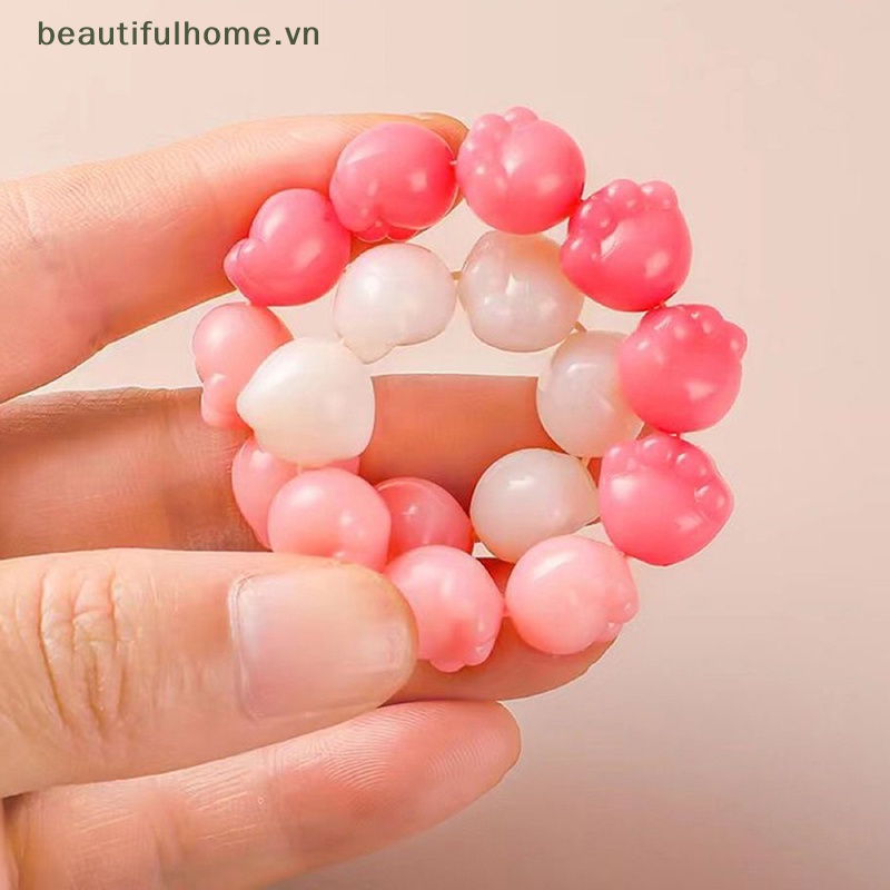 [beautifulhome] Vòng Tay Chuỗi Hạt Đá Pha Lê Tự Nhiên Co Giãn Hình Móng Mèo Màu Gradient Mùa Hè Làm Quà Tặng Cho Bạn Gái [