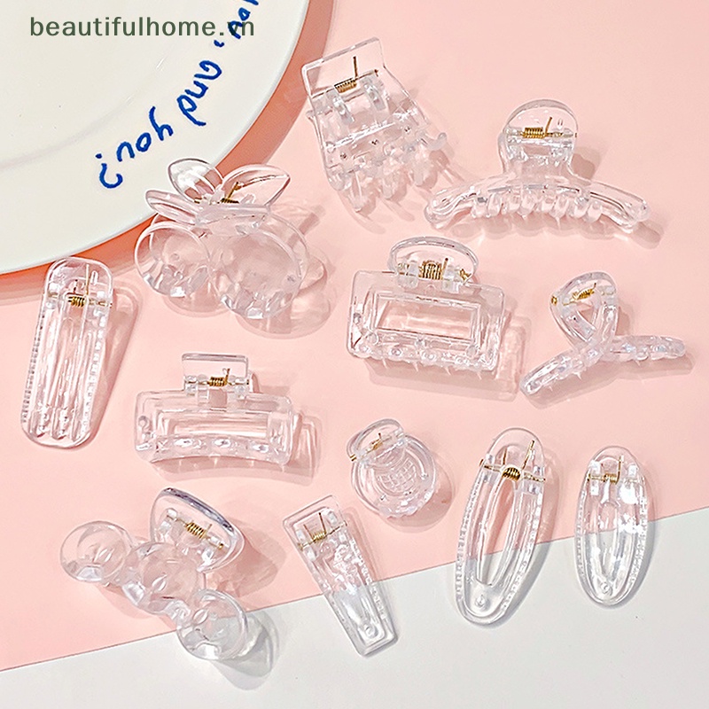 Set 10 Kẹp Tóc Càng Cua Bằng Nhựa Resin Trong Suốt Đơn Giản Thời Trang Cho Nữ