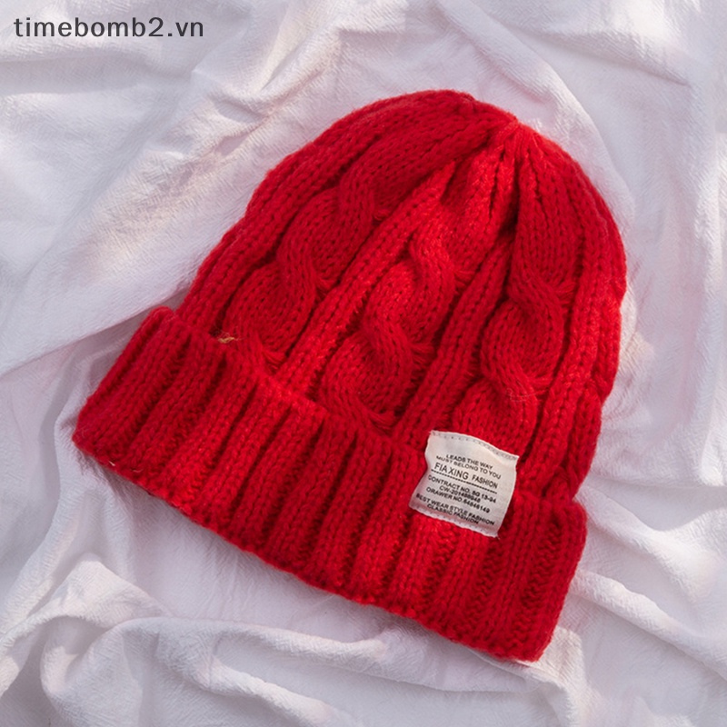 {Timebomb} Mũ Beanie Dệt Kim Giữ Ấm Mùa Đông Cho Cặp Đôi