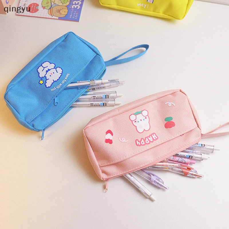 Túi Đựng Bút Bằng Vải Canvas In Hình Thỏ Màu Sắc Ngọt Ngào