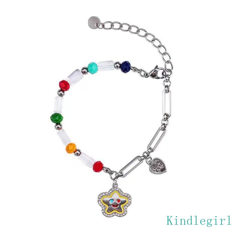 Vòng Tay Chuỗi Hạt Nhiều Màu Mặt Cười Ngôi Sao Thời Trang Cho Học Sinh