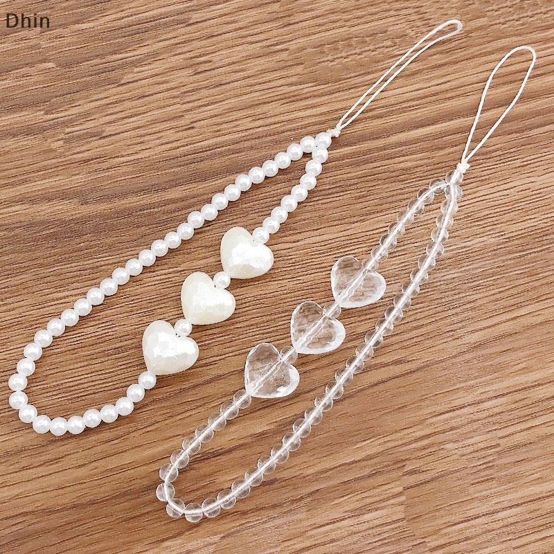 [Dhin] Vòng Tay Chuỗi Hạt Nhựa Hình Trái Tim Phối Ngọc Trai Dễ Thương Chống Thất Lạc