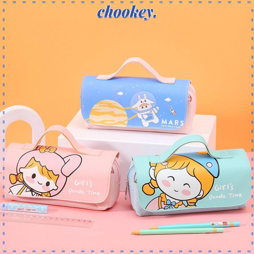 CHOOKEY Túi Đựng Bút Chì Cỡ Lớn In Hoạt Hình Dễ Thương