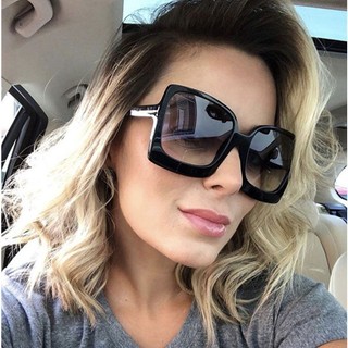 Large frame square sunglasses women's retro black T frame sunglasses men's luxury brand black UV400 sunglasses