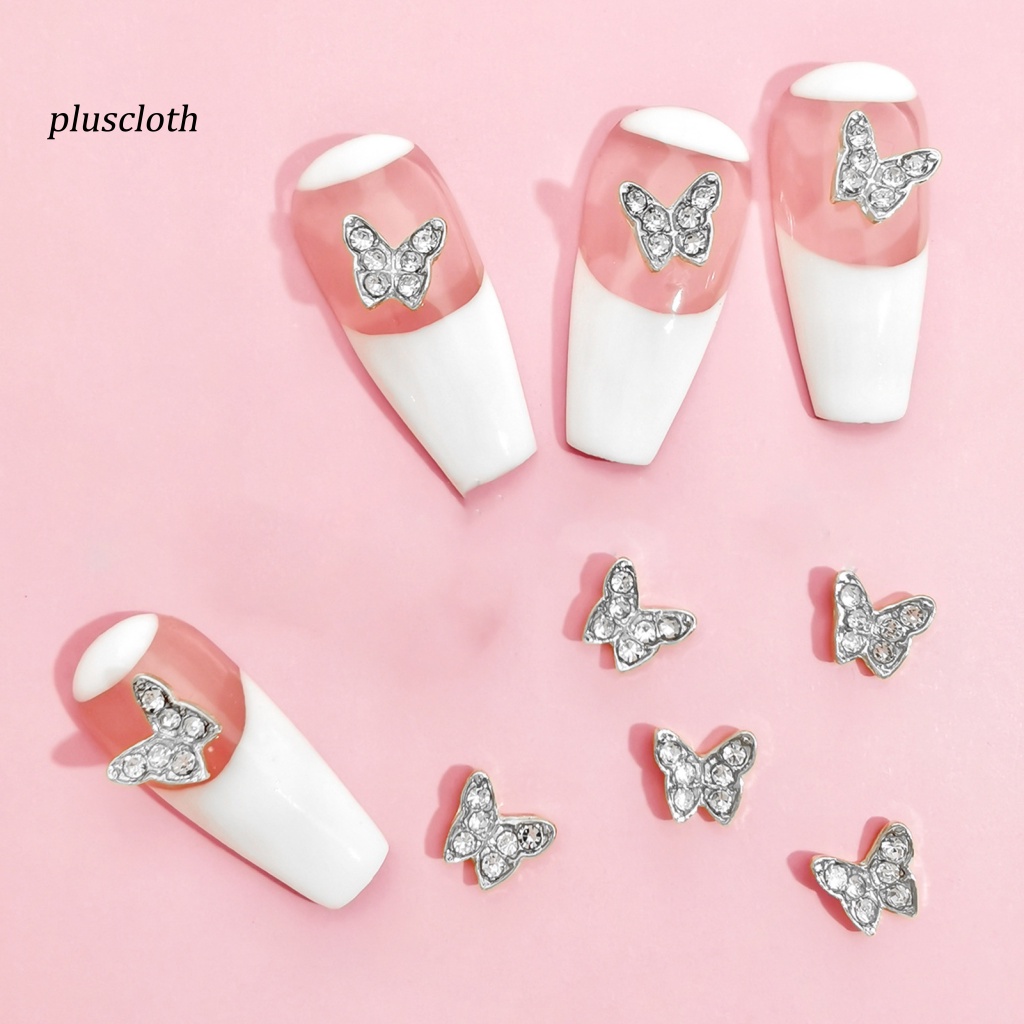 Set 10 Phụ Kiện Trang Trí Móng Tay Nghệ Thuật Hình Bướm 3D Bằng Hợp Kim Đẹp Mắt