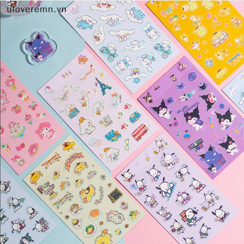 Set 5 Sticker Hình Sanrio Hello Kitty Kuromi Pachacco Goo Dễ Thương Dùng Để Trang Trí Sổ Tay / Nhật Ký