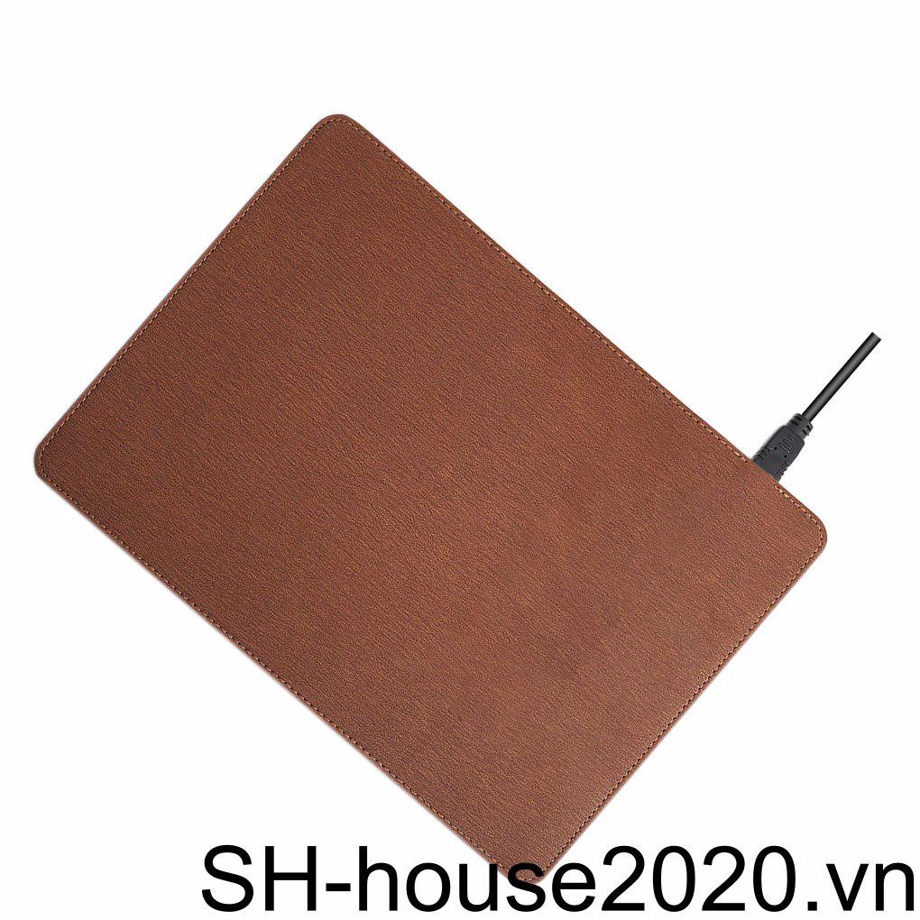 Tấm Lót Chuột Kiêm Sạc Nhanh Không Dây Bằng Da PU 10W Thông Dụng