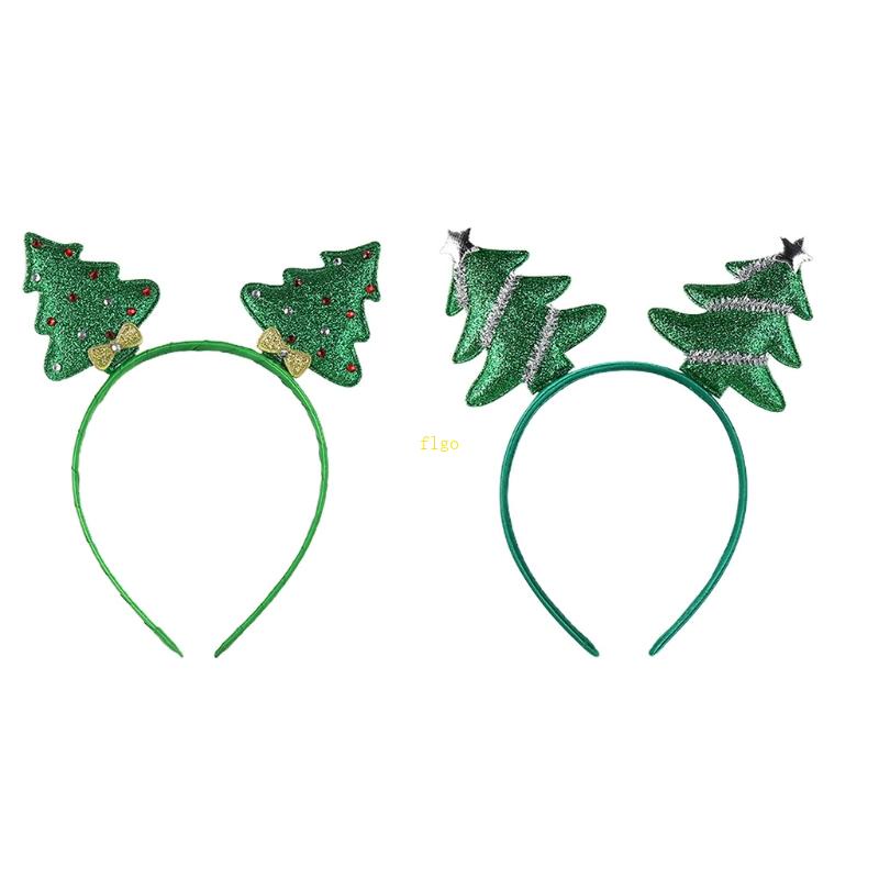 Flgo Băng Đô Cài Tóc Bằng Nhựa Hình Cây Thông Giáng Sinh Dễ Thương Cho Nữ
