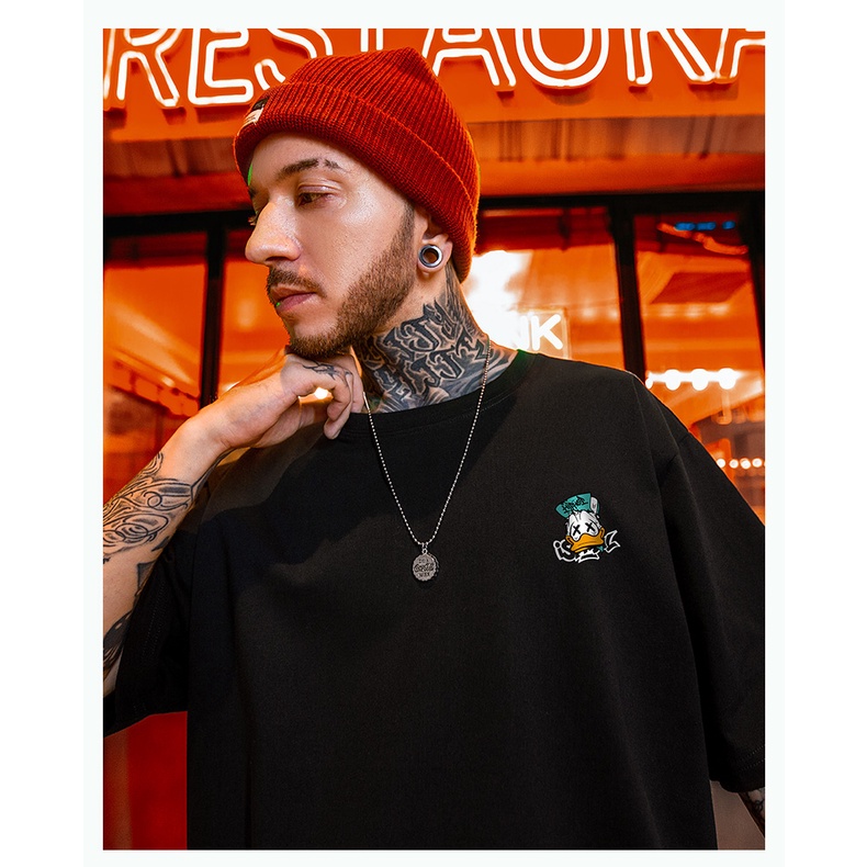 Áo Thun Tay Ngắn Dáng Rộng In Hoạt Hình Phong Cách Hip Hop Mỹ Cá Tính Cho Nam