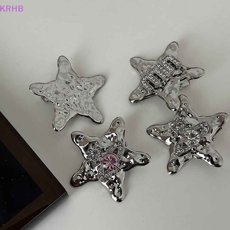 Kẹp Tóc Hình Ngôi Sao Năm Cánh Bằng Hợp Kim Đính Đá Mini Màu Bạc Dễ Thương Mới