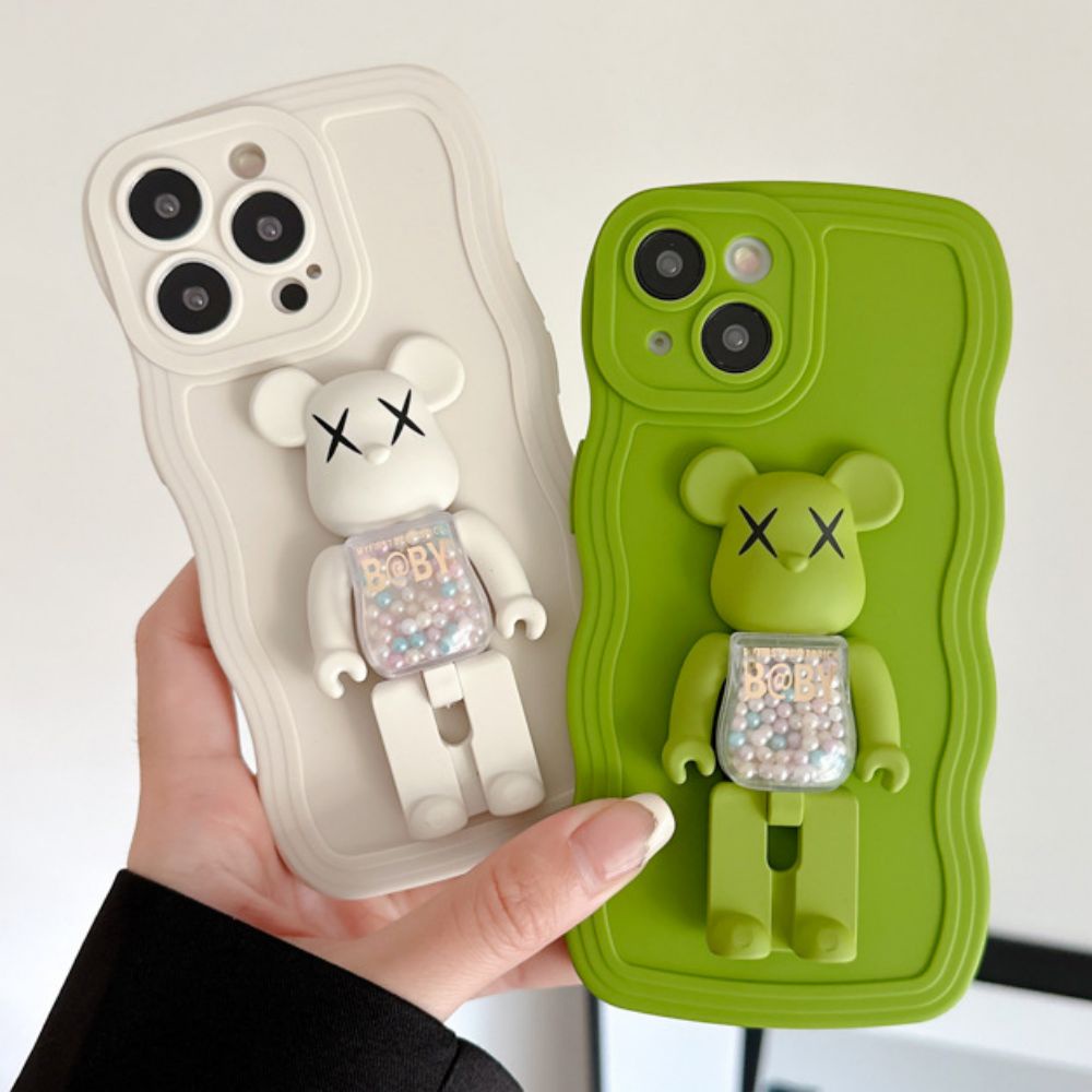 Ốp Điện Thoại TPU Mềm Chống Sốc In Hình KAWS Có Giá Đỡ Cho IPhone 11 14 13 12 Pro Max XS XR 7 8 Plus