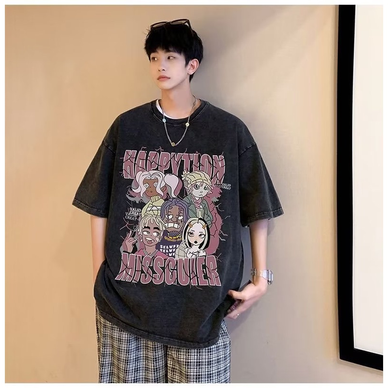 Áo Thun Tay Ngắn Dáng Rộng Phong Cách Đường Phố Mỹ Thời Trang Mùa Hè Cho Nam Giới 5