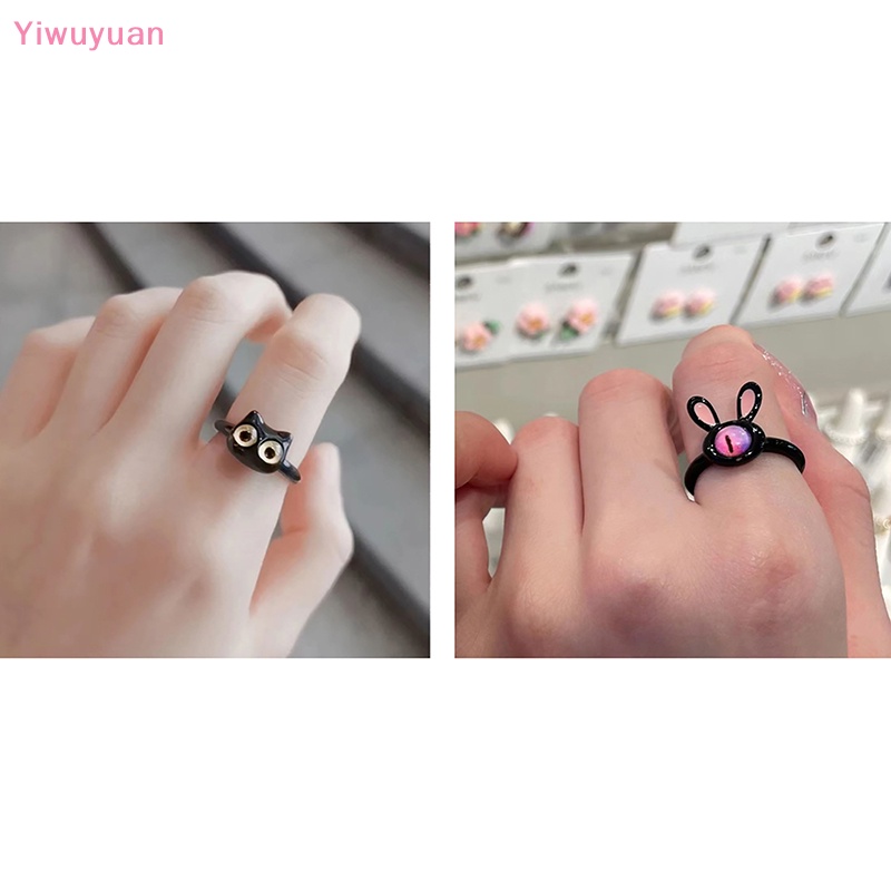< Yiwuyuan > Nhẫn Dạng Mở Hình Mắt Mèo / Thỏ Dễ Thương Có Thể Điều Chỉnh Phong Cách Ngọt Ngào Cho Nữ