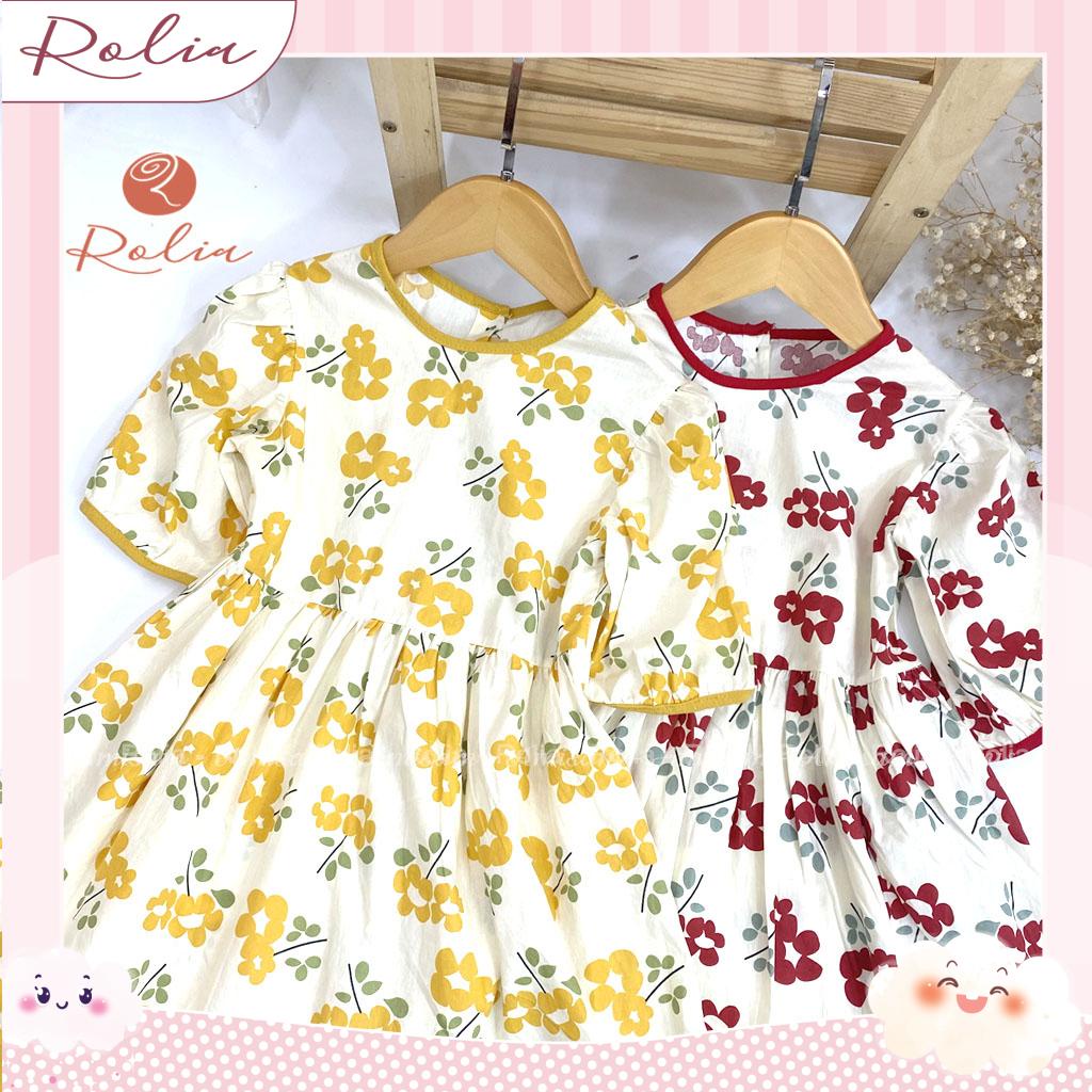 Váy hoa bé gái ROLIA chất cotton in hoa mềm mát thấm hút mồ hôi cho bé 2-10 tuổi V166