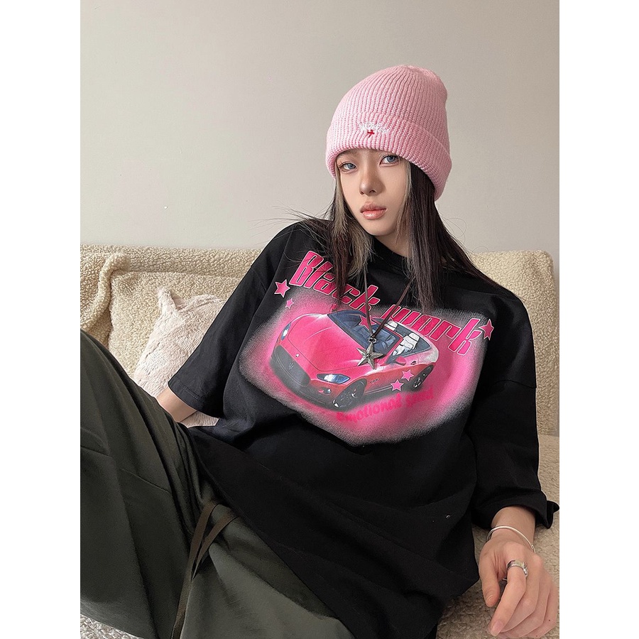 Áo Thun 100% Cotton Tay Ngắn Dáng Rộng In Họa Tiết Đường Phố Thời Trang Cho Nam Và Nữ