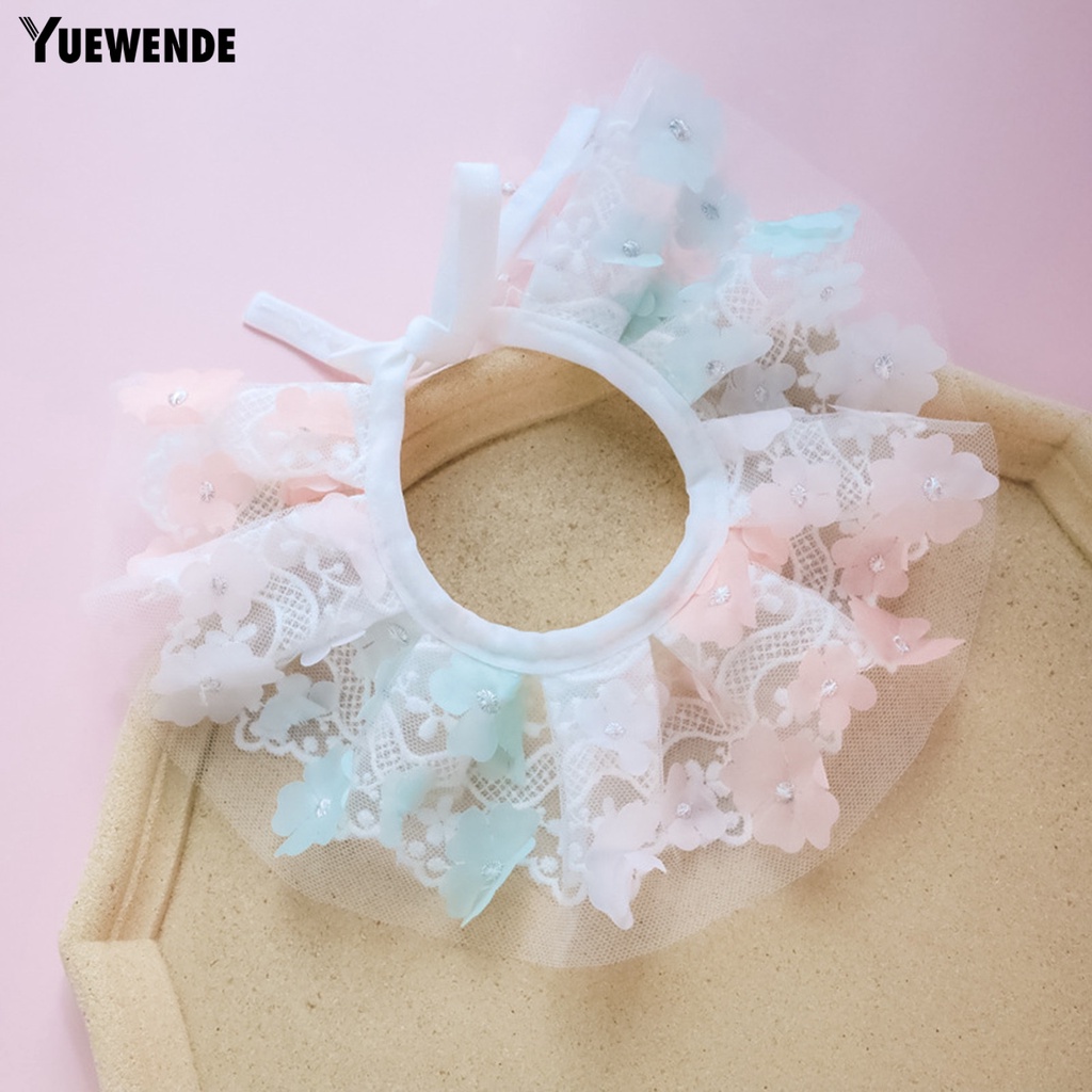 Yq.e Khăn Quàng Cổ Lưới Viền Ren Hoa Màu Tương Phản Thoáng Khí Chống Thất Lạc Trang Trí Vòng Cổ Đi Bộ Hàng Ngày Cho Cún Cưng