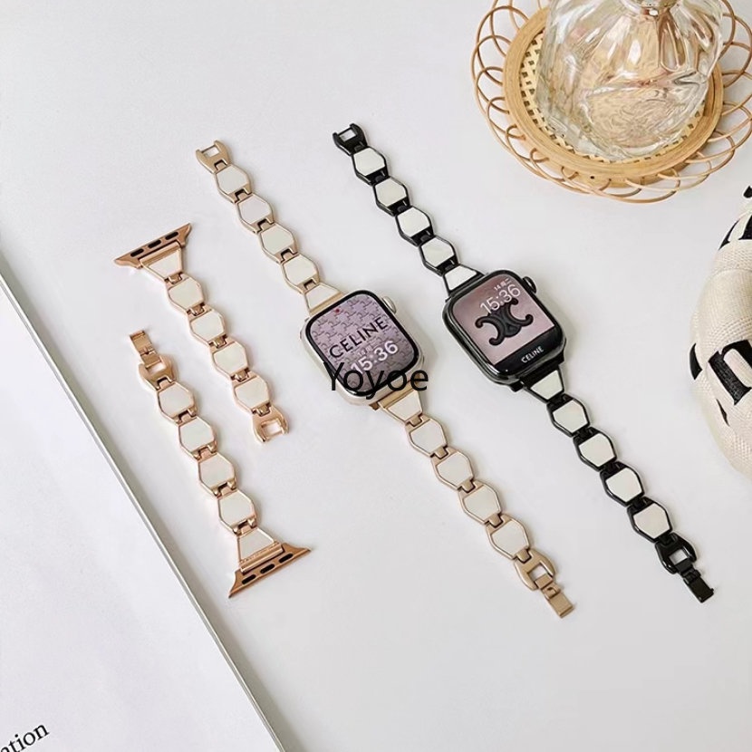 Dây Đeo Đồng Hồ Bằng Hợp Kim + Vỏ Sò Thời Trang 49mm 8 7 45mm 41mm 41mm 38mm Cho iwatch 6 5 4 3 SE 44mm 42mm 40mm