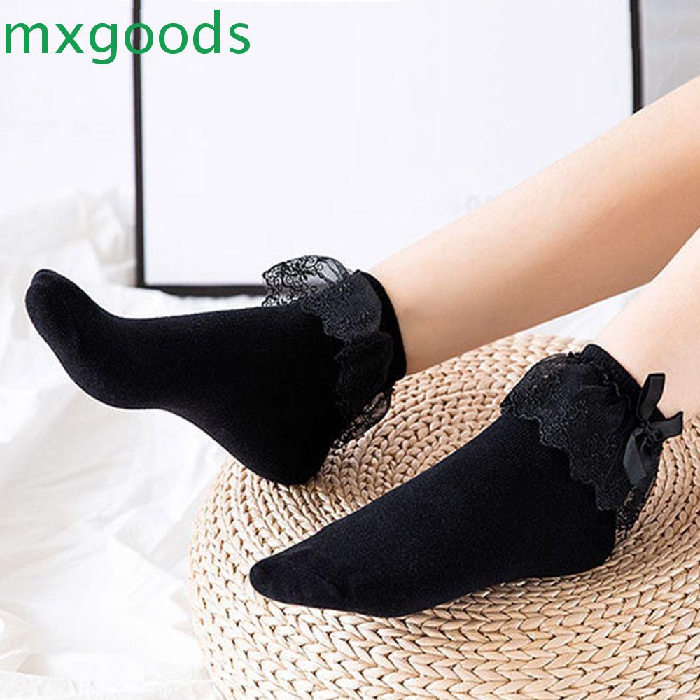 Vớ Cổ Thấp Phối Ren Và Nơ Thoáng Khí Thời Trang Cho Nữ