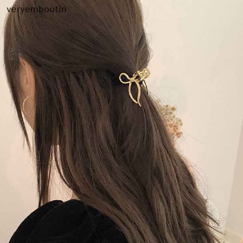Set 2 Kẹp Tóc Càng Cua Đính Nơ Bằng Kim Loại Đơn Giản Thời Trang Cho Nữ