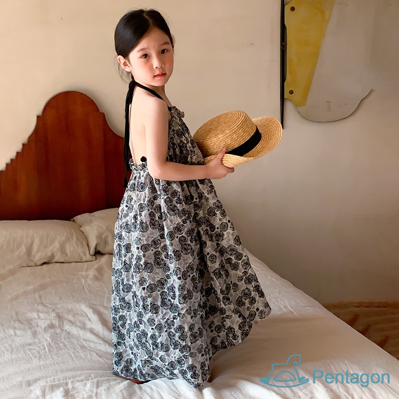 Đầm Hai Dây In Hoa Thời Trang Mùa Hè Hàn Quốc Cho Bé Gái