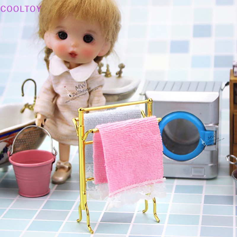 Cooltoy Giá Treo Khăn Tay Khô Nhanh Bằng Kim Loại Không Cần Khoan Lỗ 1: 12 Kèm 2 Khăn Lau Cho Nhà Búp Bê